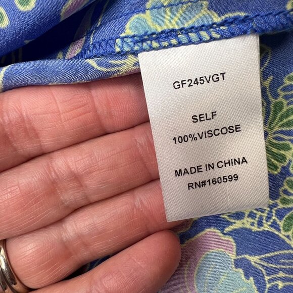 Gilner Farrar Sydney Maxi Dress Blue Green Floral Print Boho Chic Size Large - Picture 9 of 10